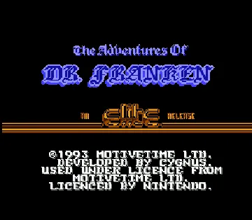 Adventures of Dr. Franken, The (USA) (Proto) screen shot title